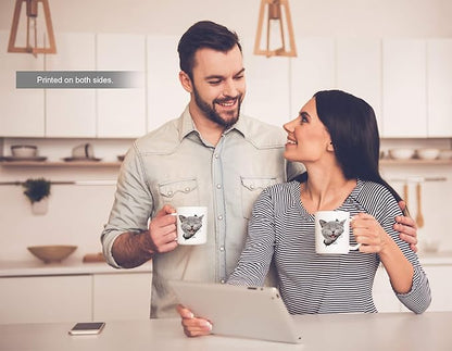 Winston & Bear Laughing Grey Cat Coffee Mug - Funny Ceramic Coffee Mug Gift for Cat Lovers - Cute Novelty Cup for Men and Women (15oz)