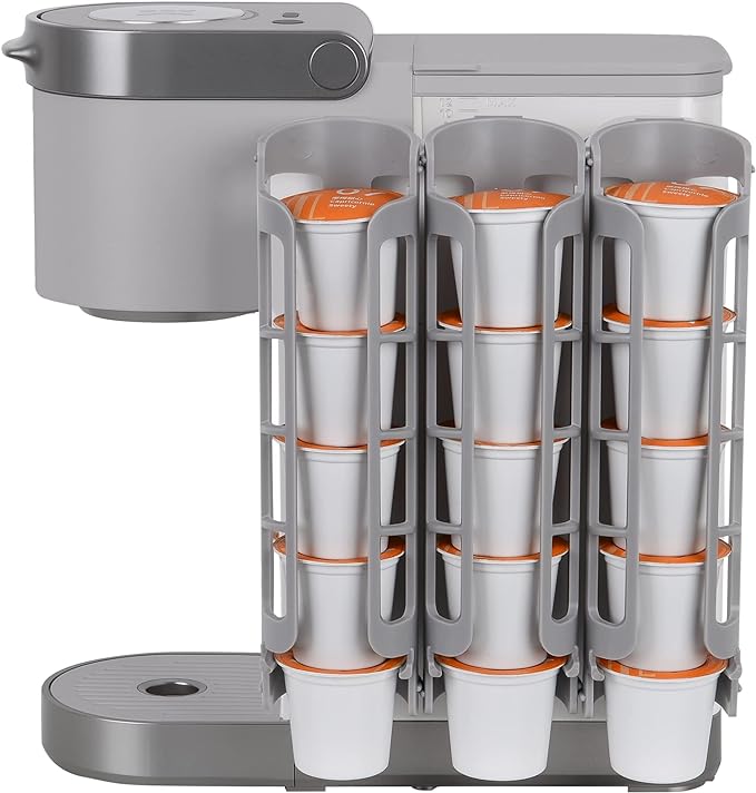 STORAGENIE Coffee Pod Holder Side Mount K Cup Pods Dispenser compatible with Keurig Coffee Makers, Perfect for Small Counters (3 Pack/For 15 K-Cups, LIGHT GREY)