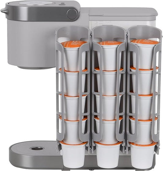STORAGENIE Coffee Pod Holder Side Mount K Cup Pods Dispenser compatible with Keurig Coffee Makers, Perfect for Small Counters (3 Pack/For 15 K-Cups, LIGHT GREY)
