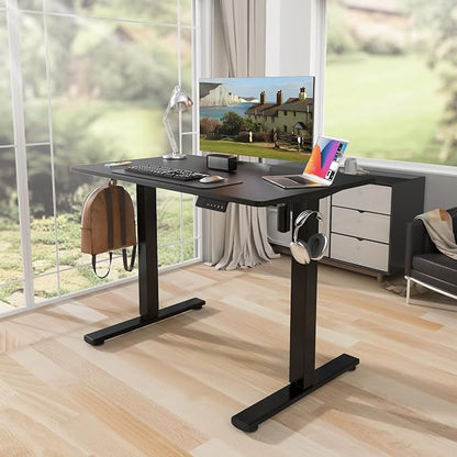 Kingant Standing Desk Height Adjustable Small Electric Stand Up Desks [32 x 24 Inch] - Ergonomic Sit Stand Desk Rising Desks for Home Office Computer Desk Stand Desk Workstation with Cable Management
