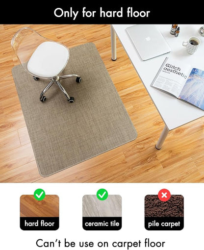 BARoyal Office Chair Mat for Hardwood Floor Under Desk Computer Rolling Chair Mat for Wood/Tile Floor Non-Slip Heavy Duty Desk Rug PVC Plastic Hard Floor Protector 48" x 60"(Linen)
