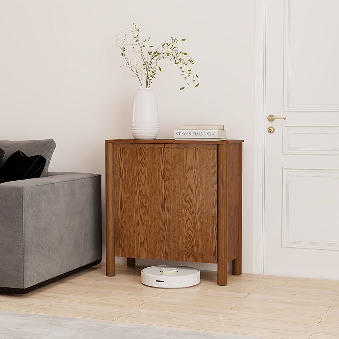 Buffet Cabinet with Storage, Accent Sideboard Cabinet with Adjustable Shelves, Solid Wood Freestanding Storage Cabinet for Living Room Dining Room Entry Kitchen, Light Brown