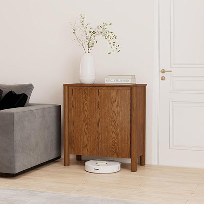 Buffet Cabinet with Storage, Accent Sideboard Cabinet with Adjustable Shelves, Solid Wood Freestanding Storage Cabinet for Living Room Dining Room Entry Kitchen, Light Brown