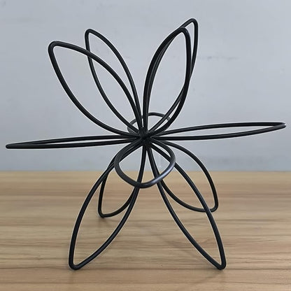 8" Black Sphere Decor, Abstract Tabletop Decorative Ball, Metal Floral Handmade Decorative Sculpture Home Decor Statues