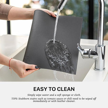 Faux Leather Placemats Set of 4 Vinyl Washable Wipeable Table Mats for Kitchen Dining Table Heat Resistant Waterproof Modern Indoor/Outdoor Placemats Non-Slip Easy Clean Place Mats (Dark Gray)