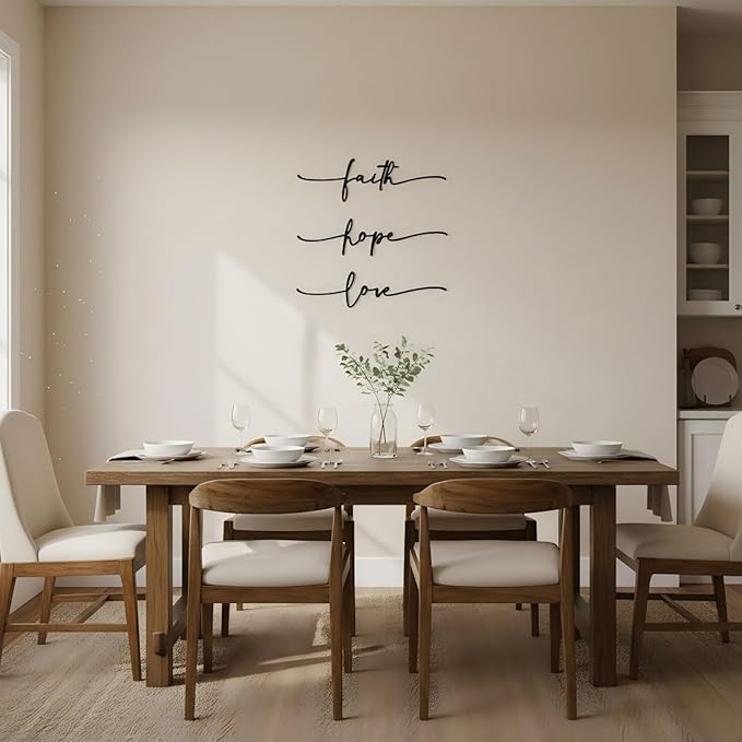 AIM & GGKK Faith Hope Love Metal Wall Decor – 3 Pieces Modern Minimalist Wire Wall Art, Inspirational Metal Letter Sign Decor for Living Room, Bedroom, Bathroom, or Office