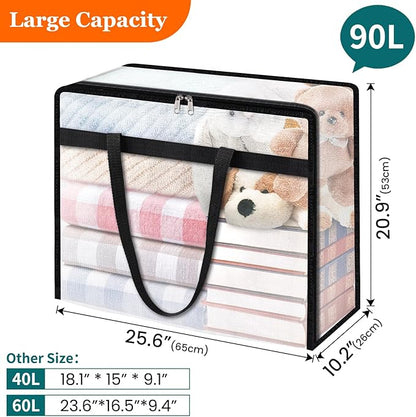 TasticTotes 8 Pack Clear Storage Bags for Comforter, Clothes & Bedding, Plastic Blanket Storage with Zipper and Handle, Moving Bags, Closet Organizer and Under-Bed Storage (90L)