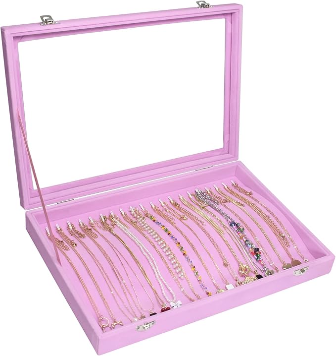 Vicoter Velvet Necklace Display Jewelry Tray 20 Hook Necklace Tray Necklace Pendant Jewelry Tray for Women and Girls