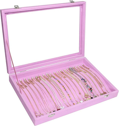 Vicoter Velvet Necklace Display Jewelry Tray 20 Hook Necklace Tray Necklace Pendant Jewelry Tray for Women and Girls