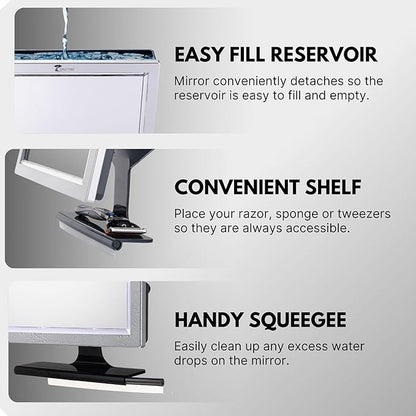 ToiletTree Products Deluxe LED Fogless Shower Mirror with Squeegee Anti-Fog Mirror - Adjustable Shaving Mirror with a Squeegee - Rust-Proof, Impact-Resistance Bathroom Shower Mirror