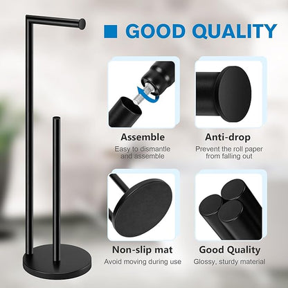 Toilet Paper Holder Stand, Toilet Paper Stand Black, Free Standing Toilet Paper Holder, Toilet Paper with Storage by Bathth