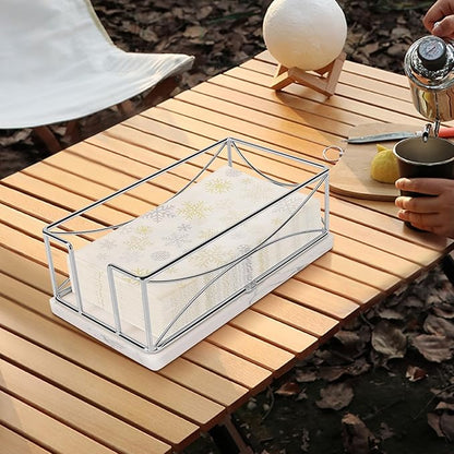 Livabber Guest Napkin Holder, Metal Bathroom Paper Hand Towel Storage Modern Napkin Tray Caddy for Countertop, Table Kitchen, Dinning Room (Chrome, Marble Base)