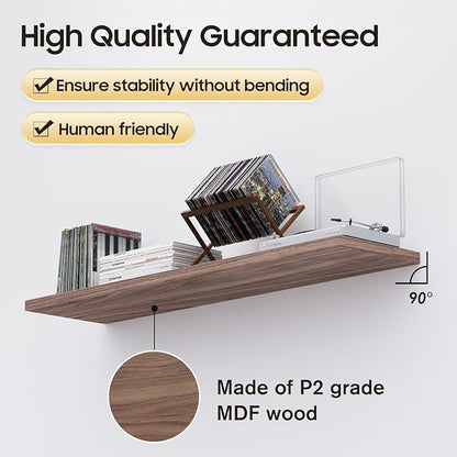 JPND Floating Shelf, Set of 3 Wall Shelf, 30 in W x 12.75 in D x 2 in H Wooden Floating Wall Shelf with Invisible Brackets for Living Room/Bedroom/Bathroom/Kitchen Storage and Decor, Walnut