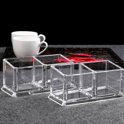 Acrylic Tea Bags Holder Coffee Sugar Bag Case Guest Room Storage Boxes - Holder for Tea Bags, Small Packets, Sweeteners,Sugar Packet, Coffee, Condiment (L16.6*W8.2*H7.5cm)