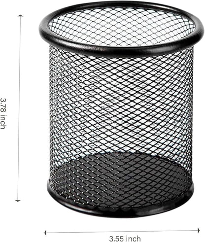 Pen Holder Mesh Pencil Holder Metal Pen Holder Pencil Holder for Desk Office Pen Organizer Black, 8 Pack