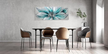 YHSKY ARTS Flower Metal Wall Art - Hand Crafted 5 Panels Aluminum Sculpture for Living Room Bedroom Decor