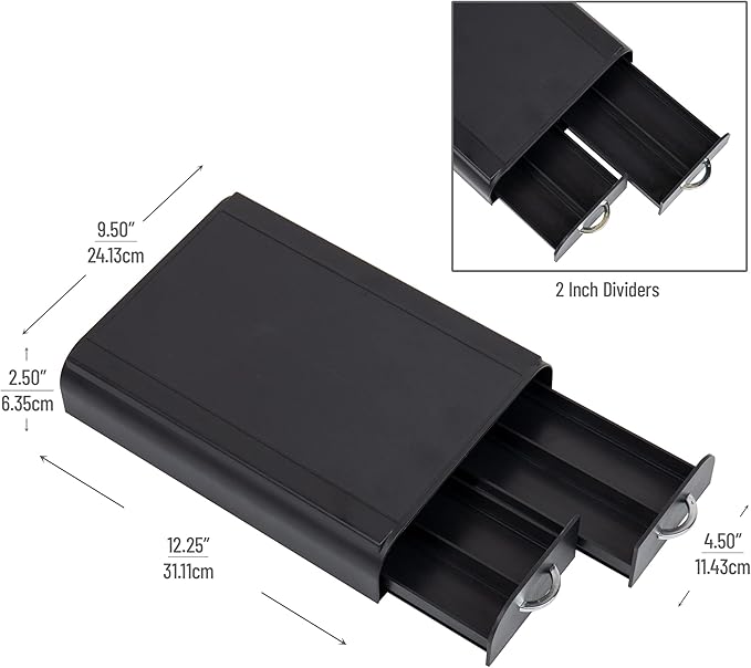 Mind Reader Single Serve Pod Organizer, 2 Drawers, 24 Pod Capacity, Black