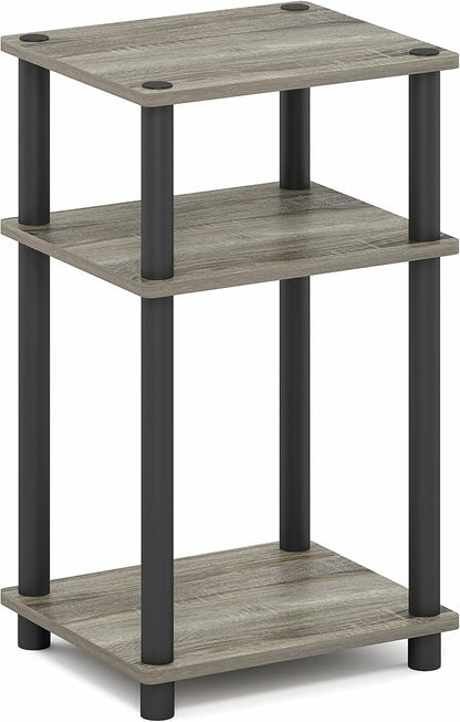 Furinno JUST Side Table Set of 2, 3-Tier End Tables, Open Shelves Night Stand, Nightstand, Toolless Assembly, for Living Room, Bedroom, French Oak