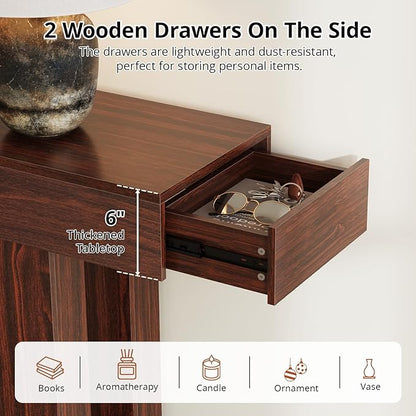 63 Inches Long Console Table for Entryway with Drawers, Wooden Sofa Table Behind Couch, Entry Table for Living Room, Foyer, Hallway, Walnut