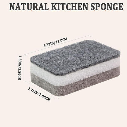 Taeku Natural Kitchen Sponge, 6 Pack Heavy Duty Scrub Cellulose Sponge Premium Multifunction Eco Friendly Cleaning Sponges for Dishes (Grey)