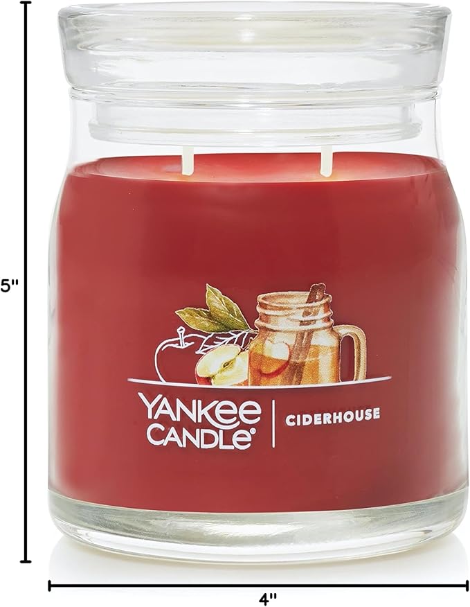 Yankee Candle Ciderhouse Scented, Signature 13oz Medium Jar 2-Wick Candle, Over 35 Hours of Burn Time