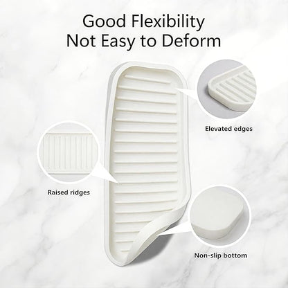 Mofason Silicone Sponge Holder, Tray for Soap and Sponge, Kitchen Sink Tray, Accessories to Help You Clean Kitchen Sink Sponge Rack（White, 2 Pack）