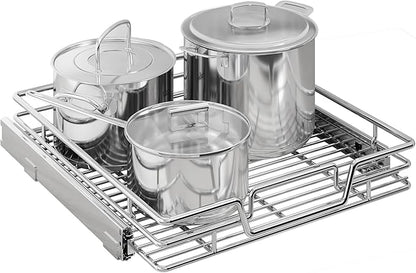 Kitchen Cabinet Pull Out Shelf and Drawer Organizer Slide Out Pantry Storaqe Basket in Multiple Sizes (21" W x 21" D,1 Tier)