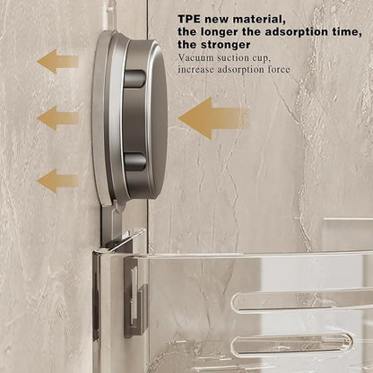VOLPONE Corner Shower Caddy Suction Cup Shower Shelf Corner No Drilling Bathroom Shower Organizer Storage Rack Adhesive with Towel Bar Hooks (2-Pack,Gray)