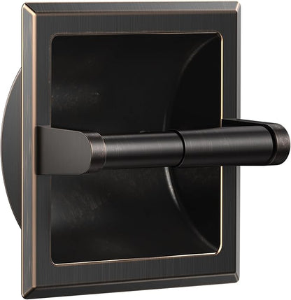 FORIOUS Recessed Toilet Paper Holder, Stainless Steel Durable Tissue Roll Holder Wall Mount for Bathroom Space Saving Design with Mounting Bracket, in Wall Toilet Paper Dispenser, Oil Rubbed Bronze