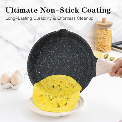 Kordisen Nonstick Frying Pan Skillet, 11 Inch Granite Cooking Pan Nonstick, Healthy and Non Toxic, Induction Compatible, PFOA Free