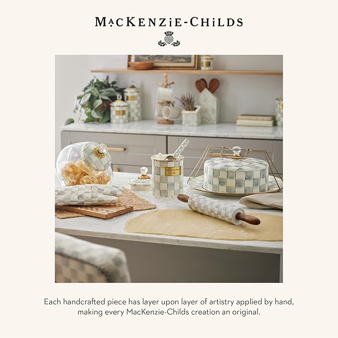 MACKENZIE-CHILDS Kitchen Spatula, Silicone Spatula for Cooking, Gray-and-White Sterling Check