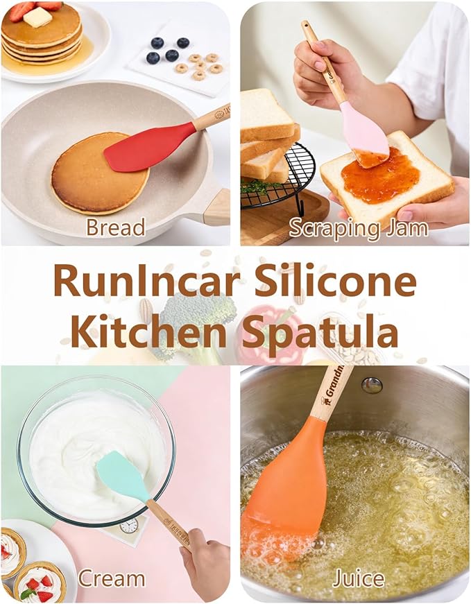 1Pcs Silicone Spatula for Cooking Baking, Personalized kitchen Utensils with Wooden Handle, Non-Stick Heat Resistant Scraper (CUSTOM Name Pattern), Baking Mixing Rubber Tool