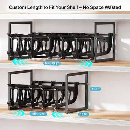 iSPECLE Expandable Can Organizer for Pantry, Large Capacity 60 Cans Can Storage Organizer Pantry Rack, Auto Rolling Dispenser & Stackable Metal Wire Holder for Deep Pantry Shelves, Black