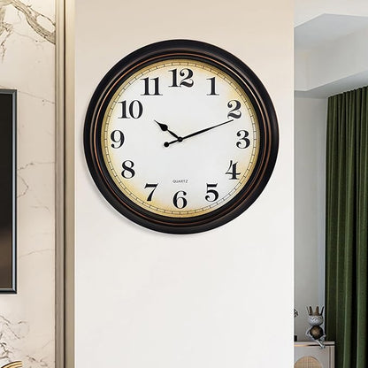 24 Inch Large Wall Clock for Living Room Decor,Silent Vintage Wall Clocks Battery Operated for Living Room Farmhouse Office Gifts(Bronze)