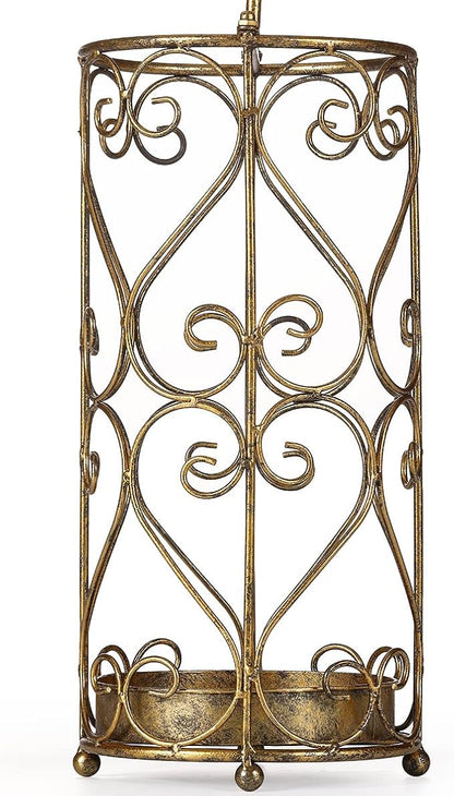 Umbrella Rack Stand,Umbrella Rack for Entryway,Canes Walking Sticks,Cast Iron Bird Handle and Drip Tray (Antique Gold)