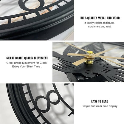 Big Wall Clock - Wall Clocks for Living Room Decor, Quiet and No Ticking Suitable for Wall Decor, Living Room Decoration, Kitchen Decoration