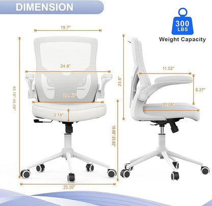 Ergonomic Office Desk Chair with Waterfall Seat and S-Shaped Back for Lower Back & Leg Pressure Relief, Comfortable for 8+ Hours Sitting