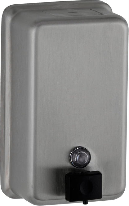 Bobrick Surface-Mounted Soap Dispenser, Vertical Tank Satin-Finish Stainless Steel (40-fl oz Capacity)