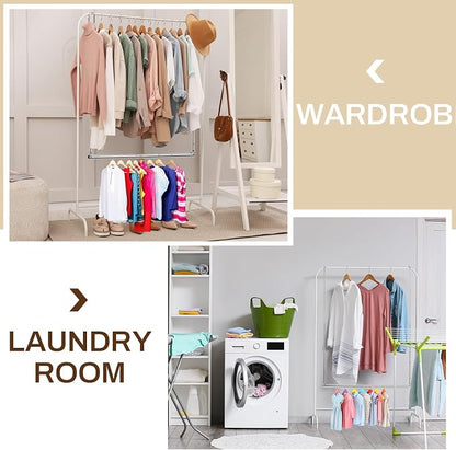 2 Pack Closet Rod Extender Adjustable 16-29 Inches, Double Hanging Organizer Extension for Clothes, Hook-on Storage Bar Adds Extra Space, Heavy Duty Stainless Steel Wardrobe Organizer for Small Closet