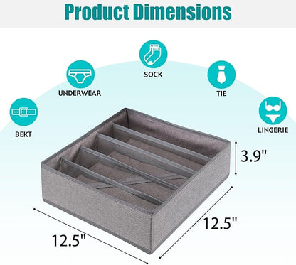 Drawer under Cabinet Clothes Organizer 5 Cell Foldable Storage Cubes Underwear Drawer Organizer Dividers Storage Boxes for Bra, Underwear（Grey 1）