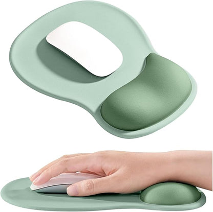 EooCoo Ergonomic Mouse Pad with Gel Wrist Rest Support Middle Concave Design, Relieve Wrist Pain Mousepad, Non-Slip Base for Laptop, Office Desk Accessories, Carpal Tunnel Syndrome-Avocado Green