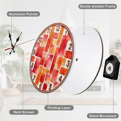 Wall Clock, Abstract Non Ticking Wall Clocks Battery Operated, Copper Wooden Wall Clocks for Kitchen, Living Room, Bedroom, Office, Bathroom Decorative 10 Inch