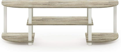 Furinno Turn-S-Tube Wide TV Entertainment Center, Sonoma Oak/White, 47. 25x13. 4x15. 9