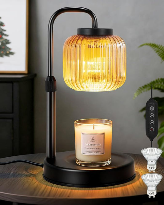 Candle Warmer Lamp with Timer & Dimmer, Height Adjustable Wax Melting Lamp with 2 Bulbs, Safe Flameless Candle Warmer for Home Decorat,Relax Gift for Wife, Mom, or Girlfriend, Congratulations Gifts