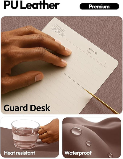 YSAGi Leather Desk Pad Protector, Office Desk Mat, Large Mouse Pad, Non-Slip PU Leather Desk Blotter, Laptop Desk Pad, Waterproof Desk Writing Pad for Office and Home (Chocolate,55" x 24")
