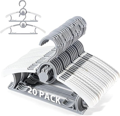 Kids Hangers, Stackable & Adjustable Baby Hangers, 20PCS Baby Hanger for Toddler Kid, Extendable Kid Hanger, 11-14Inch Child Hangeres for Closet Infant Newborn, Nonslip Plastic Toddler Hangeres