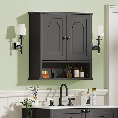 23x24 Medicine Cabinet for Bathroom,2 Doors White Bathroom Wall Cabinet with Arched,Over Toilet Storage Cabinet for Laundry Room/Kitchen/Living Room,Wall Mounted Bathroom Medicine Cabinets