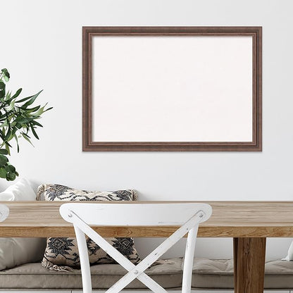 Amanti Art White Cork Board for Wall, 18x26 Vision Board with Brown Wood Frame, Medium Corkboard Office Decor for Home Organization, Country Rustic Corkboard Pinboard to Display Items for Home