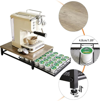 IBUYKE Coffee Pod Drawer Holder for K Cup, 35 Capacity Capsule Pods Storage Organizer,Under Coffee Pot Storage Drawer, Home Kitchen Coffee Pod Holder Counter Coffee Station,Greige UTCJ001Y
