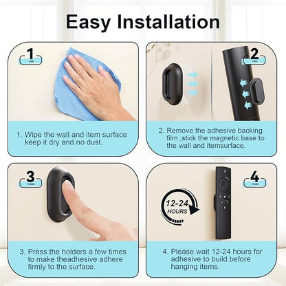 Magnetic Remote Control Holder Self-Adhesive Wall Mount, 6 Pack Upgraded Silicone Organizer Storage Wall Holder for Home Office TV, Fan and Air Conditioner Remote Control Black